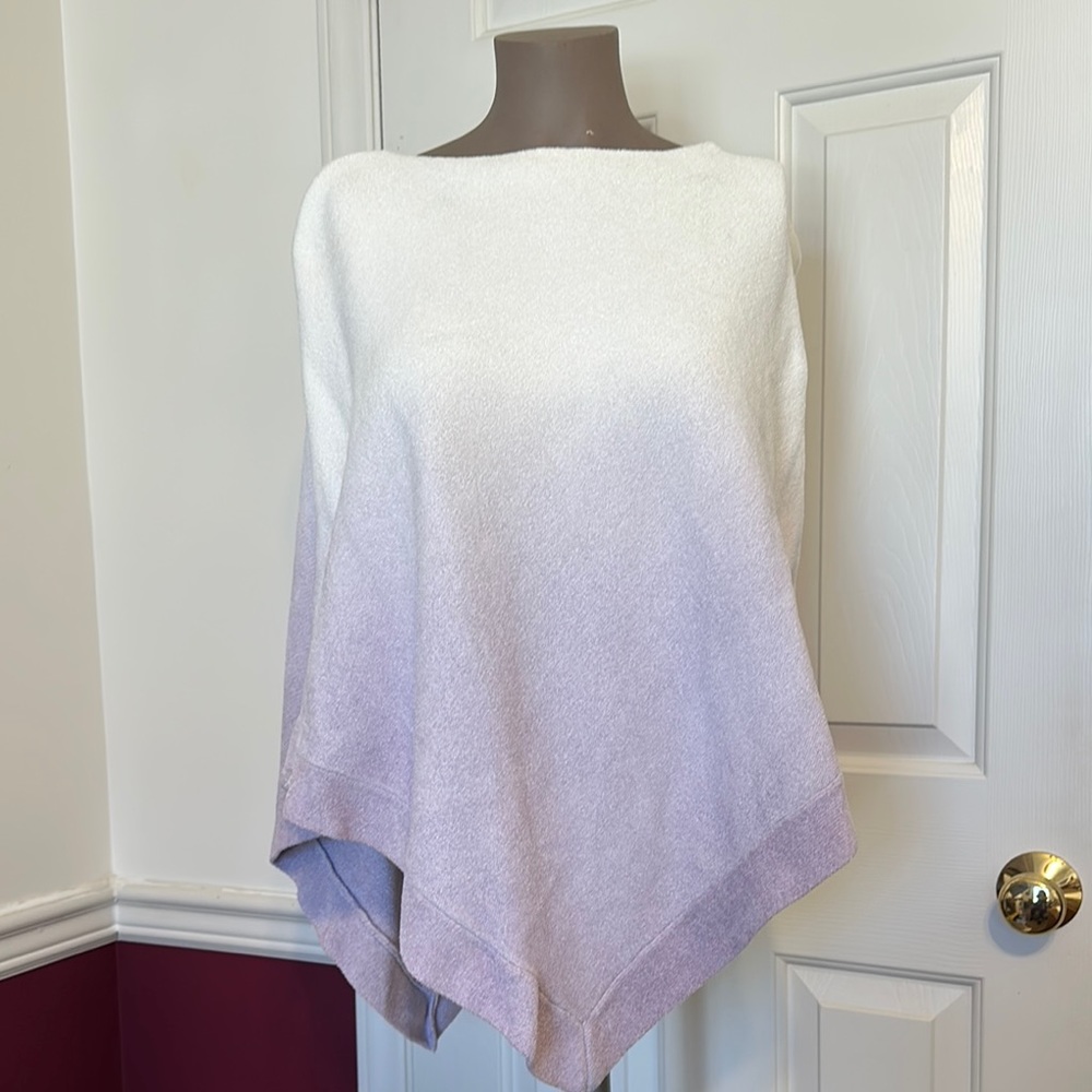 Barefoot Dreams Purple and White Knit Poncho Sweater